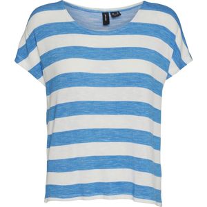 Vero Moda T-shirt Vmwide Stripe Sl Top Ga Jrs Noos 10190017 Ibiza Blue/snow White Dames Maat - XS