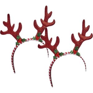 4x stuks kerst diadeems/haarbanden rendier gewei 24 cm - Kerstaccessoires/tiara/diademen