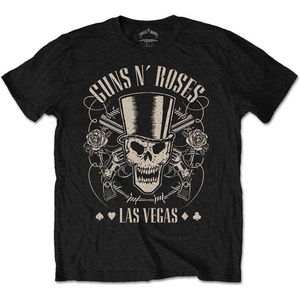 Guns N' Roses - Top Hat, Skull & Pistols Las Vegas Heren T-shirt - S - Zwart