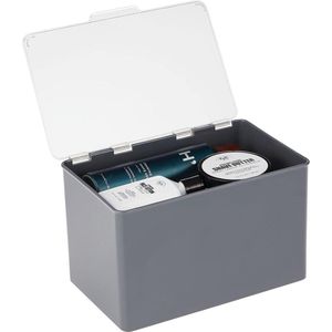 Goodivery ® Opbergdoos met deksel voor keuken, bijkeuken, studeerkamer - stapeldoos van BPA-vrij plastic - compacte plastic doos voor huishoudelijke artikelen - donkergrijs en transparant