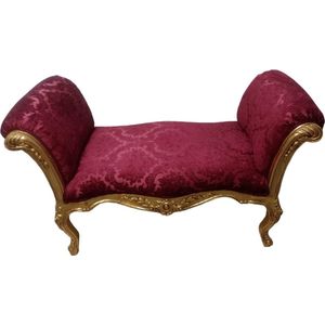 Barokstijl luxe bedbank met armleuningen rode print met goud [Baroque] [Luxe] [Interieur] [Stoel] [Bank] [Slaapkamer] [Woonkamer]