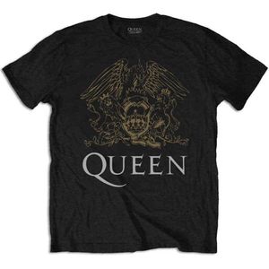 Queen - Crest Heren T-shirt - L - Zwart