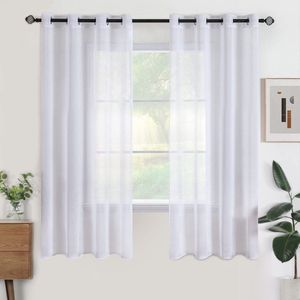 Ibenzoa® Transparante Witte Gordijnen Set met Moderne Ingestanste Ringen voor Slaapkamer
