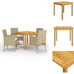 vidaXL Tuinset - Tuinsets - Eetset - Eetsets - 5-delige Tuinset beige