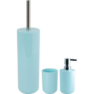 MSV Badkameraccessoire Moods - toiletborstel in houder - beker - zeeppompje - mintgroen - kunststof