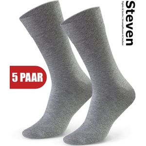 STEVEN - Katoen Heren Sokken Grijs - Multipack 5 Paar - Maat 45 46 47 - Luxe Mannen Sokken - Hoogwaardige Kwaliteit - Naadloos - Voor onder een Pak - MADE in EU