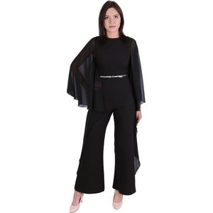 Amazing London Zwarte, lange jumpsuit met vleermuismouwen