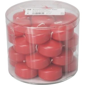 56x Rode drijfkaarsen 5 cm 4 branduren - Geurloze kaarsen rood - Woondecoraties kaarsen