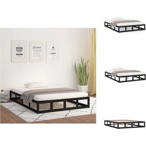 vidaXL Houten Bedframe - Moderne Slaapkamer - 140 x 190 cm - Kleur- Zwart - Bed