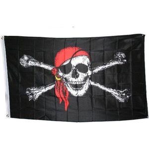Piratenvlag Met Rode Bandana - 150 x 90 cm