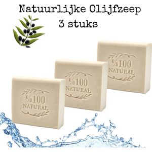 3x Zeeptabletten - Natuurlijke olijfzeep - Olijfolie Zeep - hand, douche en bad - Haarzeep - Handzeep