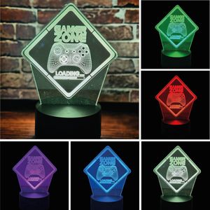Klarigo® Nachtlamp – Gamer Zone - 3D LED Lamp Illusie – 16 Kleuren – Bureaulamp - Sfeerlamp – Nachtlampje Kinderen – Creative lamp - Met afstandsbediening