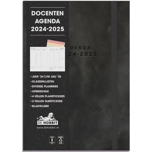 Hobbit - Docentenagenda - 2024-2025 - 1 week op 2 pagina's - A5 (14,8 x 21 cm) - Suède look donkergrijs