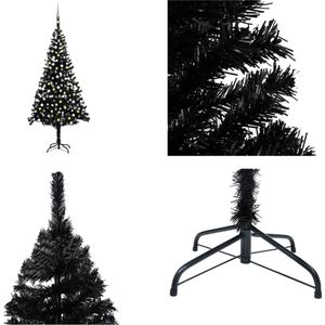 vidaXL Kunstkerstboom met LED's en kerstballen 240 cm PVC zwart - Kunstkerstboom - Kunstkerstbomen - Kerstboom - Kerstdecoratie
