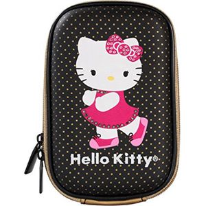 Hello Kitty Camera Tas -Hardcase -  Zwart en Goud - Meisjes - Universele Tas voor mobieltelefoon - Fotoapparaat - MP3 player