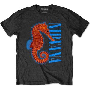 Nirvana - Seahorse Heren T-shirt - M - Zwart