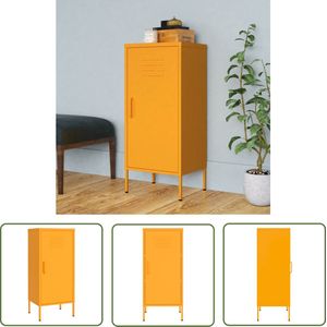 The Living Store Opbergkast 42,5x35x101,5 cm staal mosterdgeel - Opbergkast - Metalen Kast - Staalkast - Mustard Yellow Furniture - Woonaccessoires