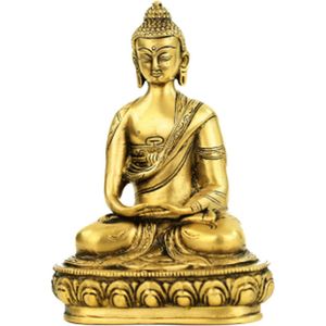 Boeddhabeeld - Boeddha Amithaba - Goudkleurig Zwaar Boeddha Beeld - 20 cm