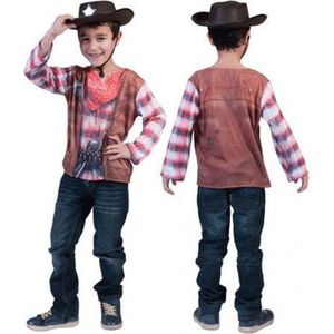 Cowboy shirt met 3D print voor kids 7-8 jaar