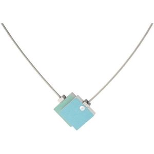 Collier Twee vierkantjes Blauw Groen C142B