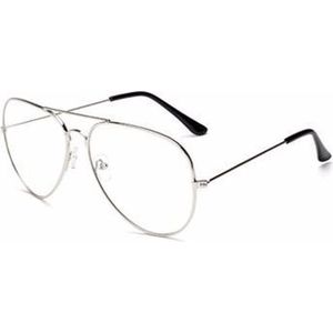 CHPN - Nerdbril - Nepbril - Bril zonder sterkte - Pilotenbril - Verkleedfeestje - Carnaval - Halloween - Fake glasses - Hippe bril - Zwart - Hipsterbril