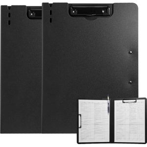 Inovra ® Klembordmap A4 met Dubbele Clip voor Diverse Toepassingen, Set van 2 Stuks, Zwart