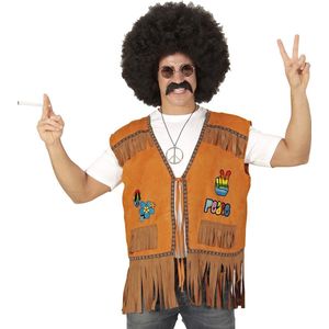 Widmann - Hippie Kostuum - Hippie Vest Ranchero Man - Bruin - Medium / Large - Carnavalskleding - Verkleedkleding