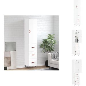 vidaXL Hoge Kast - Hoge Kasten - Dressoir - Buffetkast - Hoge kast 34,5x34x180 cm bewerkt hout hoogglans wit