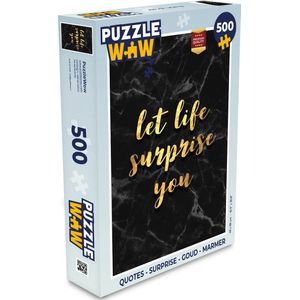 Puzzel Quotes - Surprise - Goud - Marmer print - Legpuzzel - Puzzel 500 stukjes