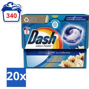 Dash - Lenor Collectie - Wasmiddel Capsules - All-in-1 Pods - Witte en Gekleurde Was - Amber & Orchidee - 17 Wasbeurten - Bulkverpakking - 20 stuks