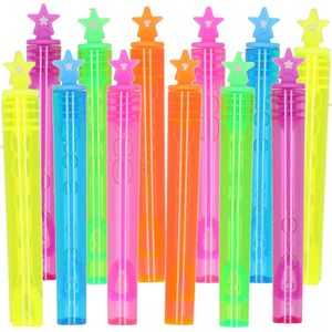 24x Bellenblaas buisjes neon kleuren met ster dop 4 ml voor kinderen - Uitdeelspeelgoed - Grabbelton speelgoed