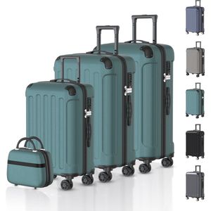 Voyagoux® 4-delige kofferset - ABS kofferset - L / M / S / XS - Koffer - Donkergroen