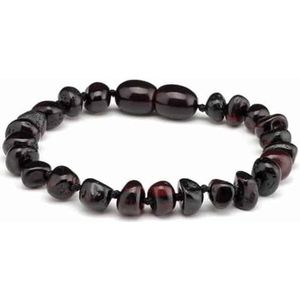 Baby/Kind – Barnsteen armbandje - Ronde kraaltjes - Gepolijst - 14cm - Kers