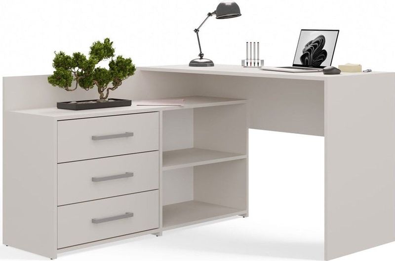 Hoekbureau met lades Creme
