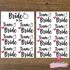 GetGlitterBaby® - Plak Tattoos / Tijdelijke Tattoo Vrouwen - Vrijgezellenfeest Versiering Vrouw - Bride to be & Team Bride - 2 Stuks