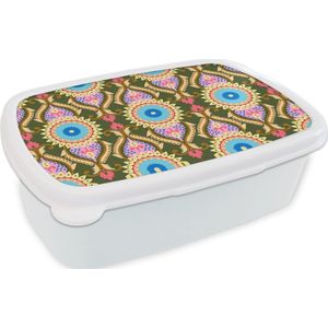 Broodtrommel Wit - Lunchbox - Brooddoos - Design - Orient - Retro - 18x12x6 cm - Volwassenen