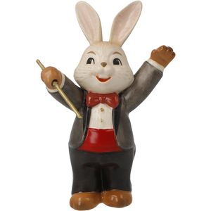 Goebel - Pasen | Decoratief beeld Haas Muzikant Dirigent | Aardewerk - 8cm - paashaas