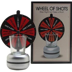 Wheel of shots-Drankspel met een Shotglas en een Draairad - Feestje -Cadeau-Eigen spelregels-Simpel