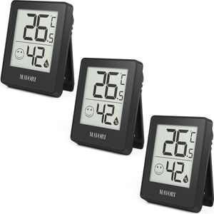 Hygrometer en thermometer voor binnen - Nauwkeurige digitale temperatuur- en luchtvochtigheidsmeter (set van 3)