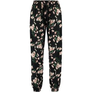 Hailys Roxy dames zomer lichtgewicht broek - Zwarte bloemen 4 - S