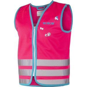 WOWOW Monster jacket roze S- Fluo hesje kind EN1150 - Veiligheidshesje met reflekterende print