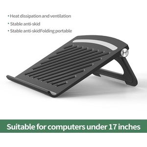 NÖRDIC LH-562 - Universele laptopstandaard - Voor 10"" tot en met 17"" inch - Verstelbaar - Antislip - Lichtgewicht - Kunststof - Zwart