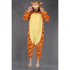 KIMU Onesie Tijger Pak 2.0 Oranje Kostuum - Maat 110-116 - Tijgertje Tijgerpakje Pyjama Jumpsuit Kinder Pakje - Panter Luipaard Boxpakje Jongen Meisje Festival