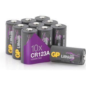 GP Extra Lithium batterijen CR123A 3V batterij, CR123 - 10 stuks, CR123A batterij