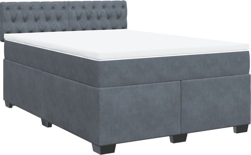 vidaXL - Boxspring - met - matras - fluweel - donkergrijsx200 - cm
