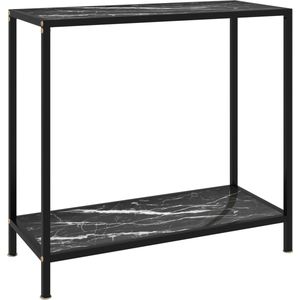 vidaXL - Wandtafel - 80x35x75 - cm - gehard - glas - zwart