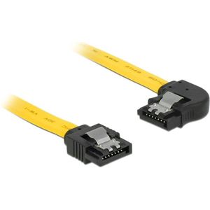 SATA datakabel - recht / haaks naar rechts - plat - SATA600 - 6 Gbit/s / geel - 0,50 meter