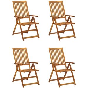 vidaXL verstelbare tuinstoelen set van 4 Tuinstoelen - Lounge Stoelen - Buitensteunen - Acacia Hout - Verstelbare Stoelen