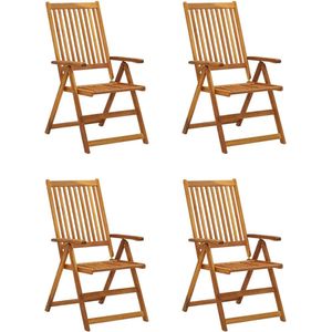 vidaXL verstelbare tuinstoelen set van 4 Tuinstoelen - Lounge Stoelen - Buitensteunen - Acacia Hout - Verstelbare Stoelen - Zitcomfort - Tuinset