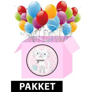 Katten/poezen thema feest pakket - 8 personen - versiering feestpakket